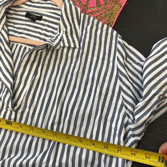 J.Crew Collared Tie-Sleeve Popover Stripe Shirt Tunic sz XL - Picture 8 of 10